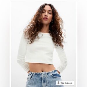 NWT GAP Long Sleeve Crop Top Tee - Size XL - White